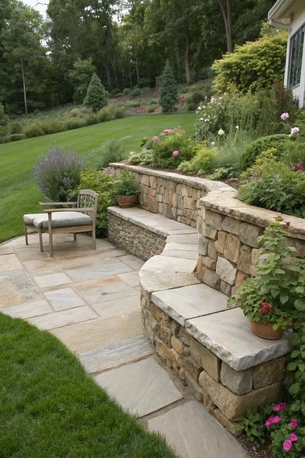 Stone retaining wall
