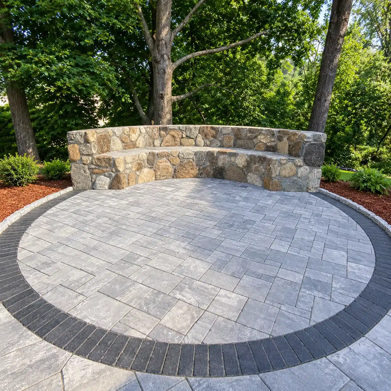 Professional paver contractor installing a residential paver walkway